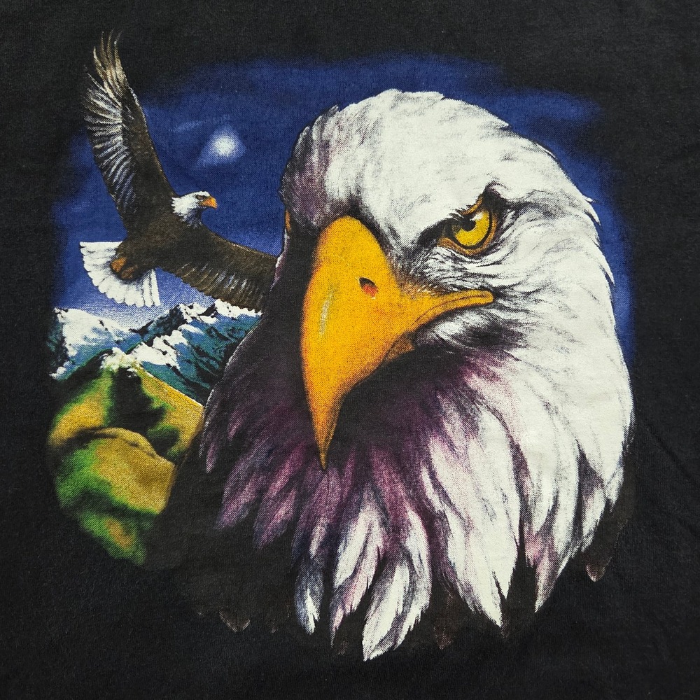 VTG‎ Y2K Wild America Soaring Eagle Graphic T Shirt Cotton Mens Large